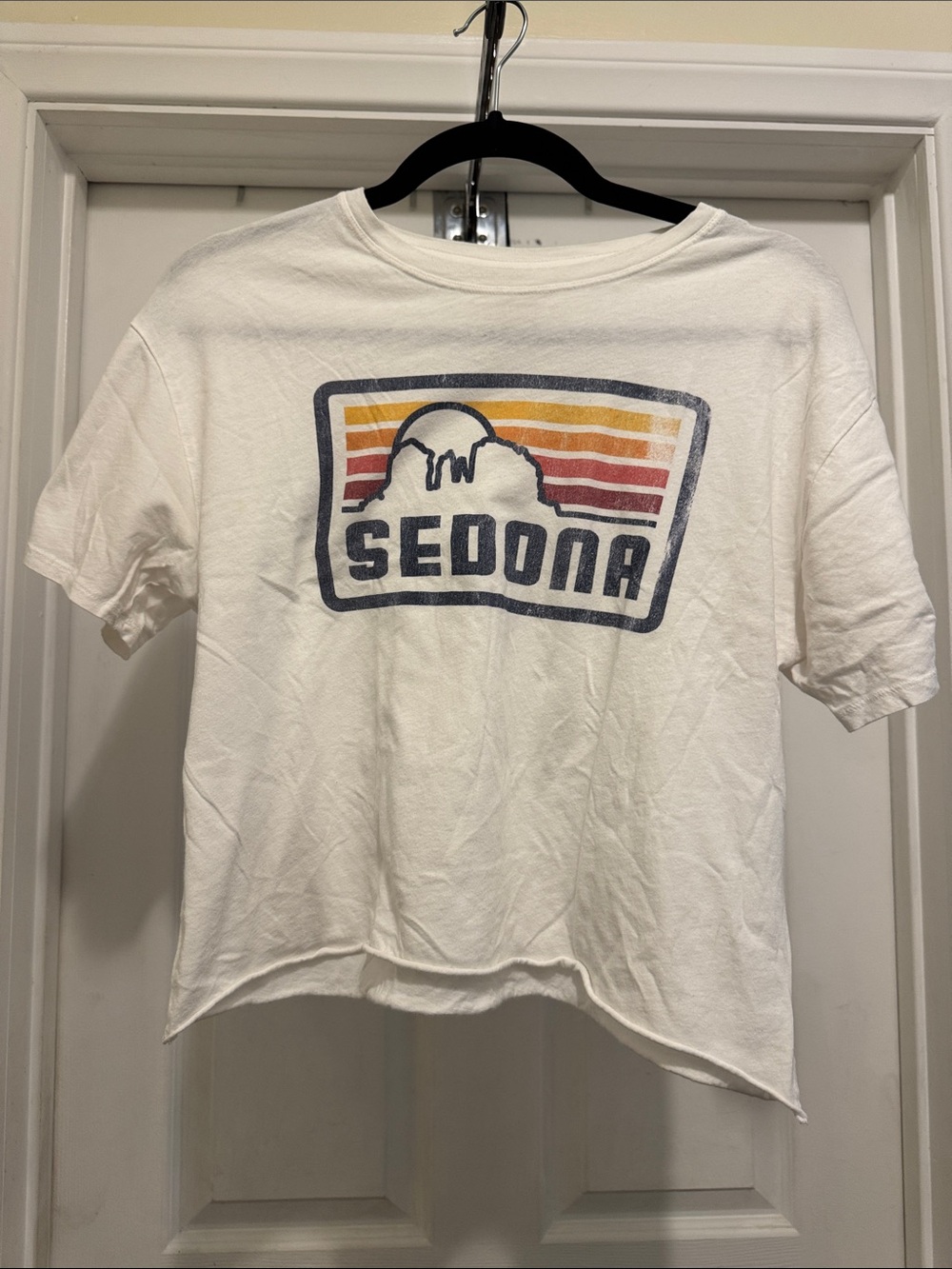 Sedona White Graphic Crop Tee - Sedona Logo